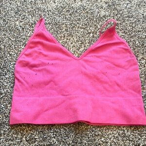 Pink Ribbed Crop Top
